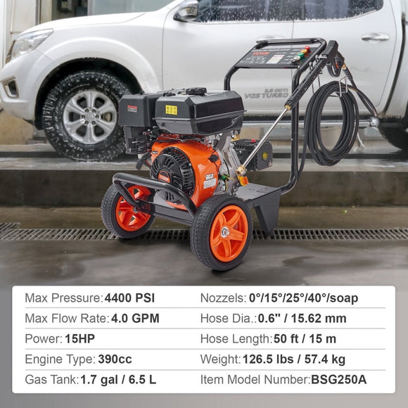 VEVOR Gas Pressure Washer Gas Powered Washer 4400 PSI 4.0 GPM 390cc 5 Nozzles - RnR Galore