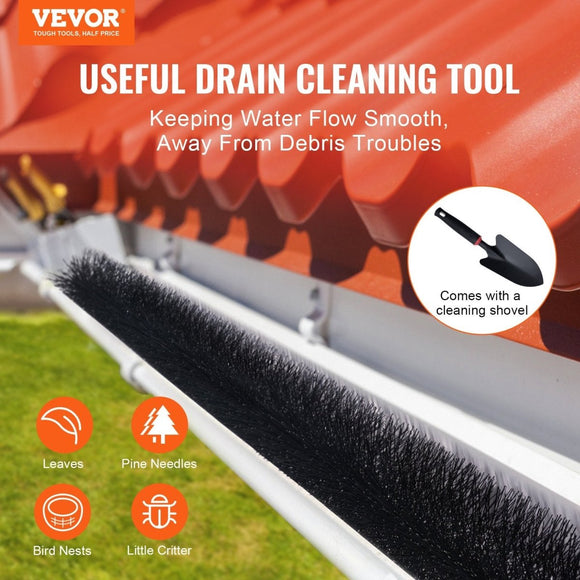 VEVOR Gutter Brush, 30 Feet Total Length 4.33 inch Diameter Gutter Cleaning Tools, Ground - Level Gutter Brush Leaf Guard for 5 Inch Gutters, Easily Clear roof Leaves and Debris, 10 Pack - RnR Galore