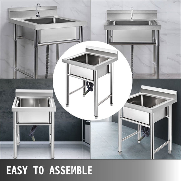 VEVOR Handmade Sink Non - magnetic Stainless Steel Kitchen Sink Hand Made 1 Compartment 44.4 x 41.9 x 25.4 cm Capacity Huge Tub Sink for Farmhouse Cafe Shop Hospital - RnR Galore