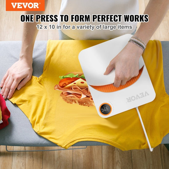 VEVOR Heat Press 12 x 10 in Portable Easy Press Sublimation Transfer DIY T-shirt - RnR Galore