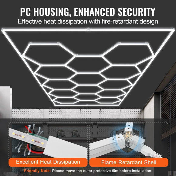 VEVOR Hexagon Garage Lights 86400LM 5 Grid Honeycomb LED Shop Ceiling Light - RnR Galore