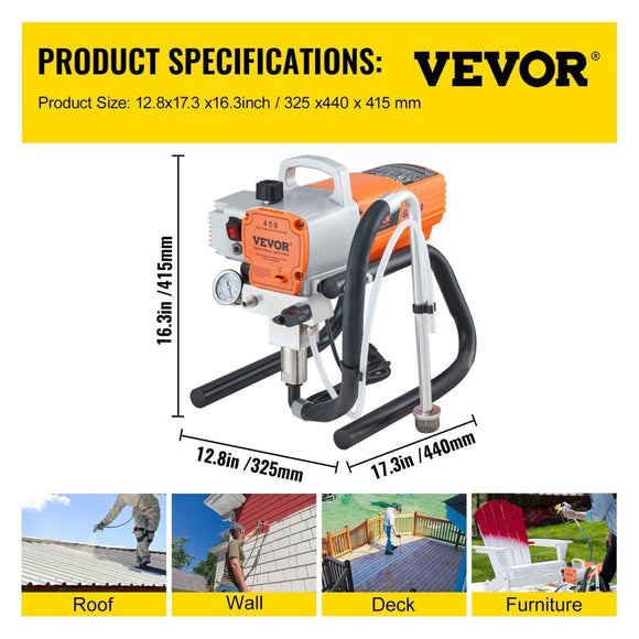 VEVOR High Pressure Airless Wall Paint Spray Gun Sprayer 600W Machine Spraying - RnR Galore