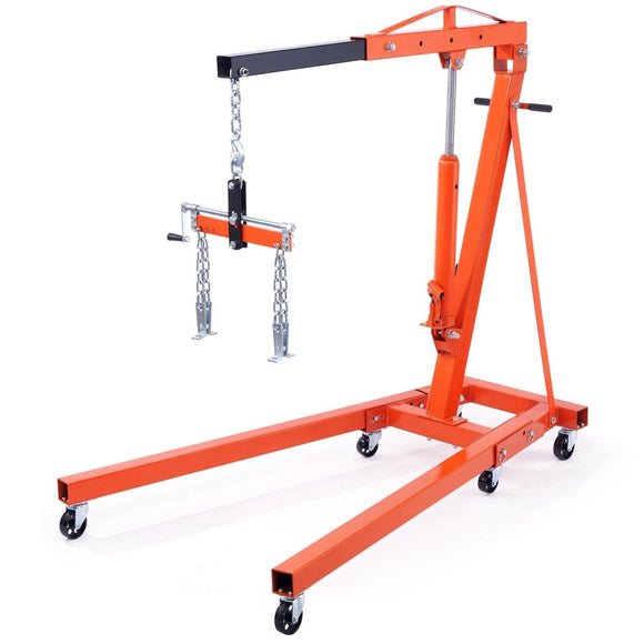 VEVOR Hydraulic Engine Hoist with Lever, 2000KG Heavy - duty Cherry Picker Shop Crane, Foldable Engine Crane and Engine Hoist leveler for Auto Repair, Motors, Weights Lifting, Loading - RnR Galore