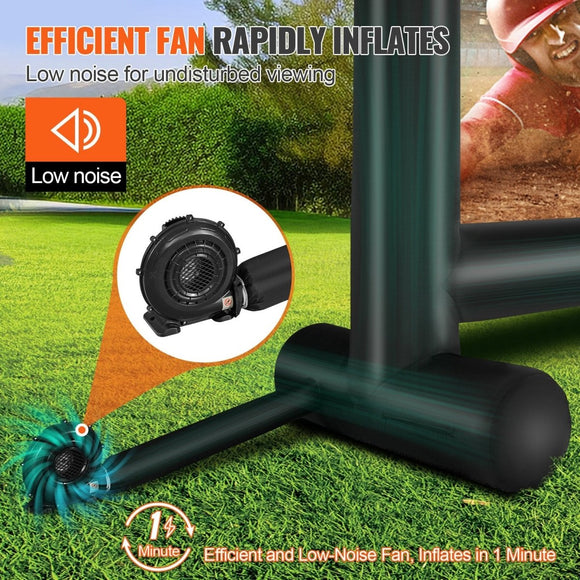 VEVOR Inflatable Movie Screen, 16 FT Inflatable Projector Screen for Outside with Blower and Carrying Bag, Front/Rear Projection, Oxford Fabric Blow Up Screen for Outdoor Parties Backyard Movie Night - RnR Galore