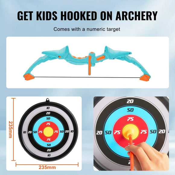 VEVOR Kids Bow and Arrow Set LED Light Up Outdoor Archery Kit Children 10 Arrows - RnR Galore