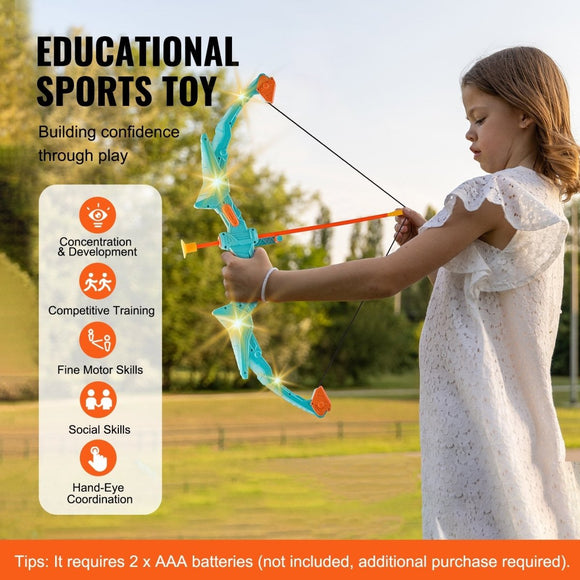 VEVOR Kids Bow and Arrow Set LED Light Up Outdoor Archery Kit Children 10 Arrows - RnR Galore