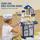 VEVOR Kitchen Playset Kids Pretend Cooking Play Toy 48 Piece Accessories Blue - RnR Galore