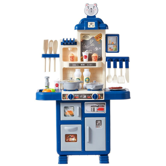 VEVOR Kitchen Playset Kids Pretend Cooking Play Toy 48 Piece Accessories Blue - RnR Galore