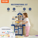 VEVOR Kitchen Playset Kids Pretend Cooking Play Toy 48 Piece Accessories Blue - RnR Galore