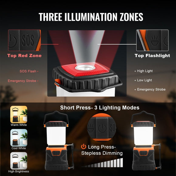 VEVOR LED Camping Lantern Battery Powered All - in - one for Exceptional Experience - RnR Galore