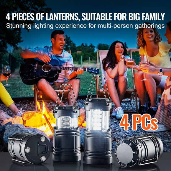 VEVOR LED Camping Lanterns Collapsible Battery Powered Flashlights Set of 4 - RnR Galore