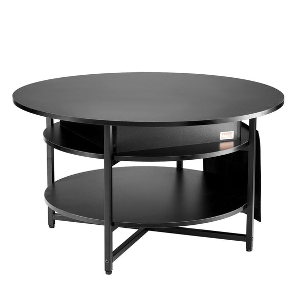 VEVOR Lift Top Coffee Table 35.3" Round Coffee Table for Living Room Black - RnR Galore