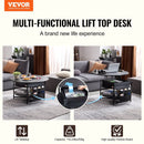 VEVOR Lift Top Coffee Table 35.3" Round Coffee Table for Living Room Black - RnR Galore