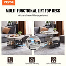 VEVOR Lift Top Coffee Table 35.3" Round Coffee Table for Living Room White - RnR Galore
