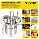 VEVOR Moonshine Still Water Alcohol Distiller 50L w/Thumper Keg & Water Pump - RnR Galore