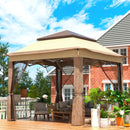 VEVOR Outdoor Canopy Gazebo Tent, Portable Canopy Shelter with 11\'x11\' Large Shade Space for Party, Backyard, Patio Lawn and Garden, 4 Sandbags, Carrying Bag and Netting Included, Brown - RnR Galore