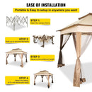 VEVOR Outdoor Canopy Gazebo Tent, Portable Canopy Shelter with 11\'x11\' Large Shade Space for Party, Backyard, Patio Lawn and Garden, 4 Sandbags, Carrying Bag and Netting Included, Brown - RnR Galore