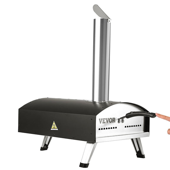 VEVOR Outdoor Pizza Oven, 12 - inch, Wood Pellet and Charcoal Fired Pizza Maker, Portable Outside Stainless Steel Pizza Grill with Pizza Stone, Waterproof Cover, Shovel, Wood Burner for Backyard Camping - RnR Galore