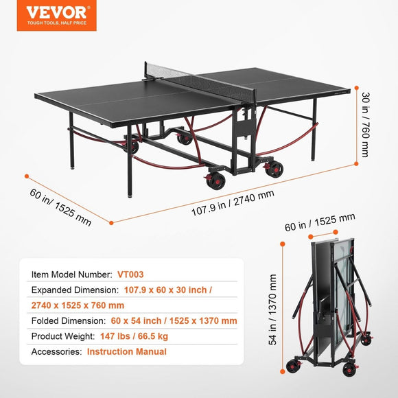 VEVOR Ping Pong Table Foldable Table Tennis Game Table Indoor Outdoor with Net - RnR Galore