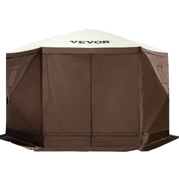 VEVOR Pop - up Camping Gazebo Camping Canopy Shelter 6 Sided 10' x 10' Sun Shade - RnR Galore