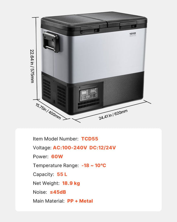 VEVOR Portable Car Refrigerator Freezer Compressor 55L Dual Zone for Car Home - RnR Galore
