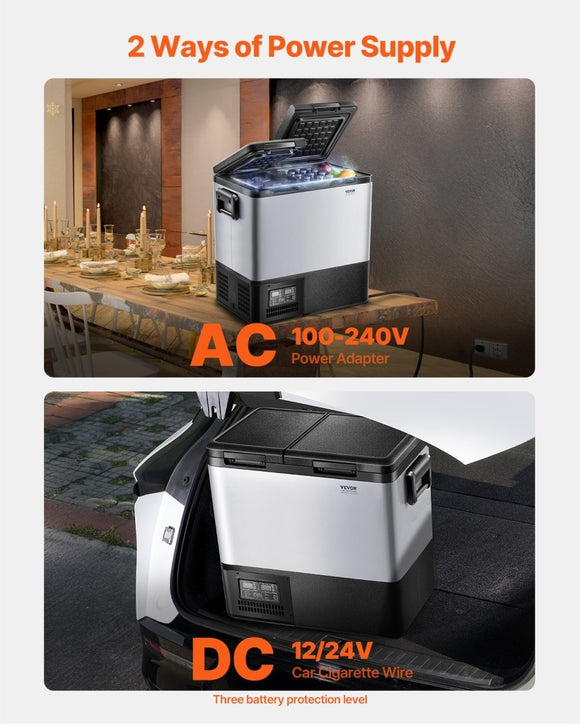 VEVOR Portable Car Refrigerator Freezer Compressor 55L Dual Zone for Car Home - RnR Galore