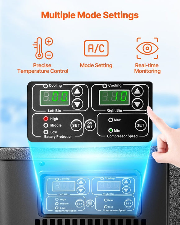 VEVOR Portable Car Refrigerator Freezer Compressor 55L Dual Zone for Car Home - RnR Galore