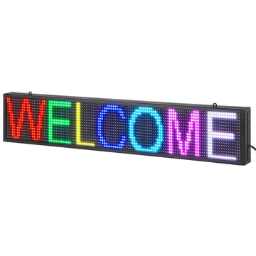 VEVOR Programmable LED Sign, P10 Full Color LED Scrolling Panel, DIY Custom Text Animation Pattern Display Board, WIFI USB Control Message Shop Sign for Store Business Party Bar Advertising, 99x19cm - RnR Galore