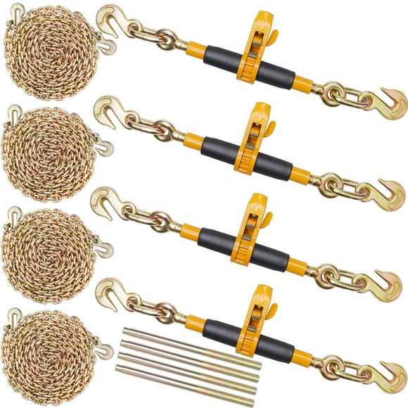 VEVOR Ratchet Chain Binder 3/8" - 1/2" Load Binders 12000 lbs w/ G80 Chains 4 Pcs - RnR Galore