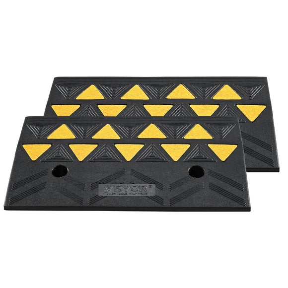 VEVOR Rubber Curb Ramp 2 Pack, 11 cm Rise Height Heavy - Duty 15 tons Load Capacity Threshold Ramps, Driveway Ramps with Stable Grid Structure for Cars, Wheelchairs, Bikes, Motorcycles - RnR Galore
