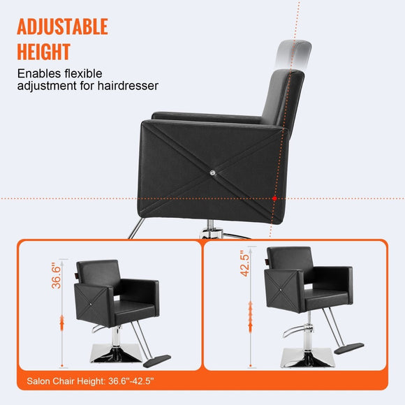 VEVOR Salon Chair, Barber Chair for Hair Stylist, Styling Chair with Heavy Duty Hydraulic Pump, Swivel Hair Salon Chair with Footrest for Beauty Spa Shampoo, Max Load Weight 330 lbs, Black - RnR Galore