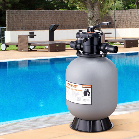 VEVOR Sand Filter, 16 - inch, 406.4mm, Up to 35 GPM Flow Rate, Above Inground Swimming Pool Sand Filter System with 7 - Way Multi - Port Valve, Filter, Backwash, Rinse, Recirculate, Waste, Winter, Closed Functions - RnR Galore