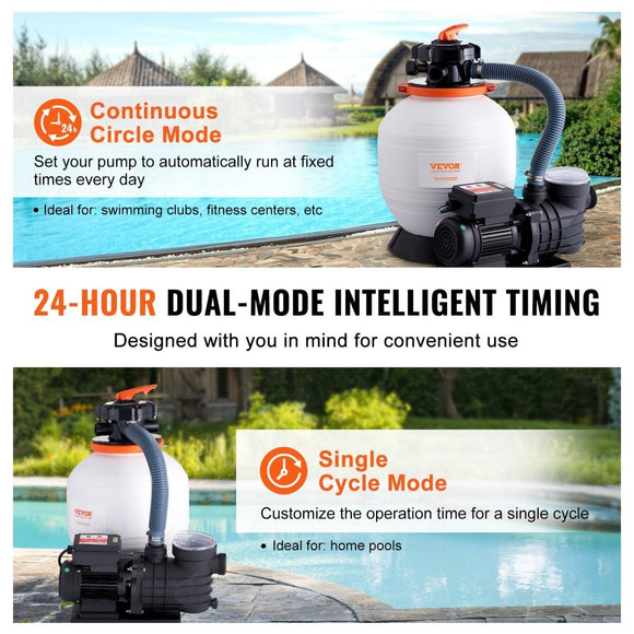VEVOR Sand Filter Above Ground with 450W Pool Pump 13,000 L/H Flow 6 - Way Valve - RnR Galore