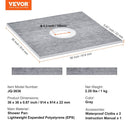 VEVOR Shower Curb Kit, 914x914mm Shower Pan Kit with 160mm Central Drain, Lightweight EPS Shower Installation Kits with 2 Waterproof Cloths, Shower Pan Slope Sticks Fit for Bathroom - RnR Galore