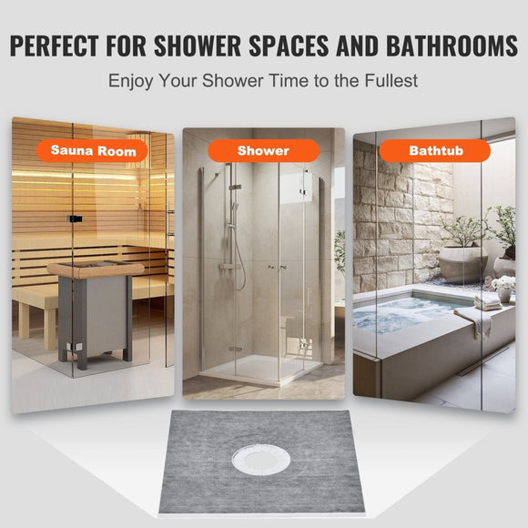 VEVOR Shower Curb Kit, 914x914mm Shower Pan Kit with 160mm Central Drain, Lightweight EPS Shower Installation Kits with 2 Waterproof Cloths, Shower Pan Slope Sticks Fit for Bathroom - RnR Galore