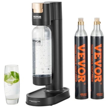 VEVOR Sparkling Water Maker, Soda Maker Machine for Home Carbonating, Seltzer Water Starter Kit with BPA - free 1L PET Bottle, 2 CO2 Cylinders, Compatible with Mainstream Screw - in 60L CO2 Cylinder - RnR Galore