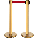 VEVOR Stanchion Post Barriers 6 - Set Line Dividers, Stainless Steel Stanchions with 6.6 Red Retractable Belts, Stanchions with One Sign Frame, 34.6 Queue Safety Stanchions (Gold) - RnR Galore