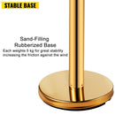 VEVOR Stanchion Post Barriers 6 - Set Line Dividers, Stainless Steel Stanchions with 6.6 Red Retractable Belts, Stanchions with One Sign Frame, 34.6 Queue Safety Stanchions (Gold) - RnR Galore