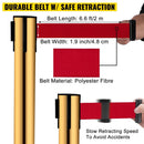 VEVOR Stanchion Post Barriers 6 - Set Line Dividers, Stainless Steel Stanchions with 6.6 Red Retractable Belts, Stanchions with One Sign Frame, 34.6 Queue Safety Stanchions (Gold) - RnR Galore