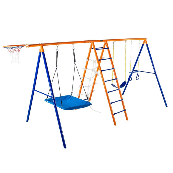 VEVOR Swing Sets for Backyard 6 in 1 Swing Set 440lbs Capacity Metal Swingset - RnR Galore