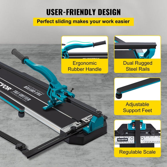 VEVOR Tile Cutter 24in Cutting Tool w/ Laser Guide Single Rail Double Brackets - RnR Galore