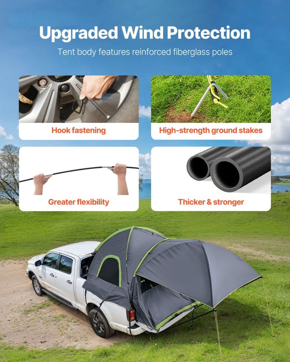 VEVOR Truck Tent 5.0 - 5.2ft Waterproof PU2000 Truck Bed Camping Tent 2 - 3 Person - RnR Galore