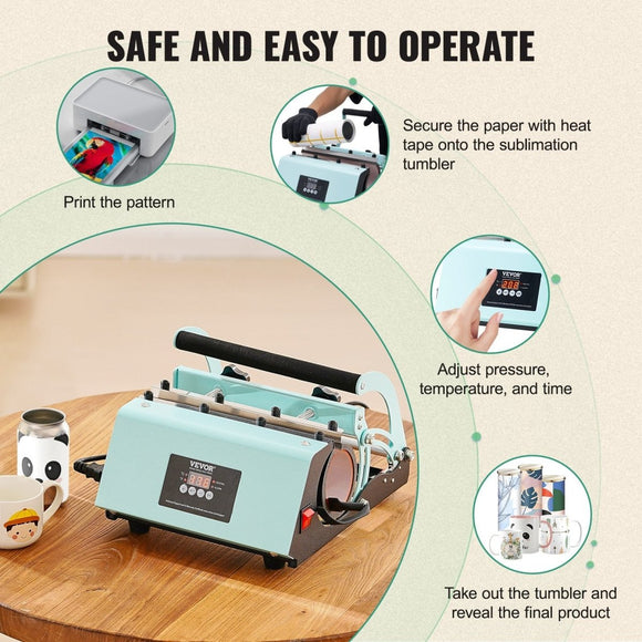 VEVOR Tumbler Heat Press Machine 11 - 30oz Mug Press Sublimation Tumblers Green - RnR Galore