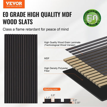 VEVOR Wood Slat Acoustic Panels 23.6 x 47.2 inch for Modern Wall Decor Black Oak - RnR Galore