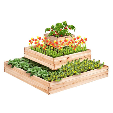 VEVOR Wooden Raised Garden Bed Planter Box 113 x 113 x 51 cm Flower Vegetable Herb - RnR Galore