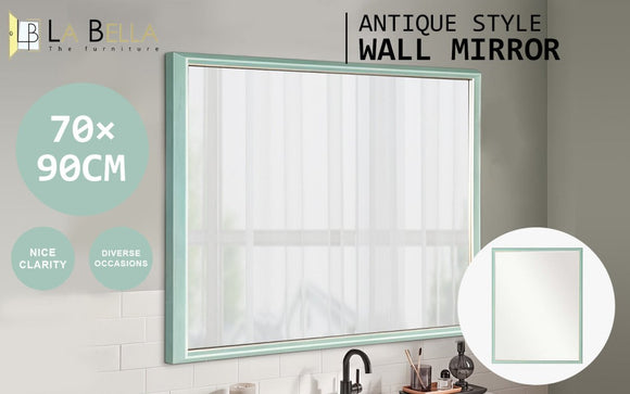 Wall Mirror Rectangular Frame Bathroom 70x90cm Turquoise - RnR Galore