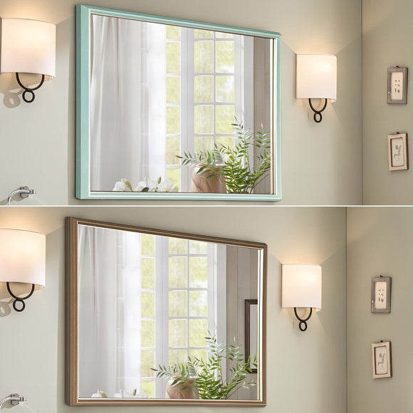 Wall Mirror Rectangular Frame Bathroom 70x90cm Turquoise - RnR Galore