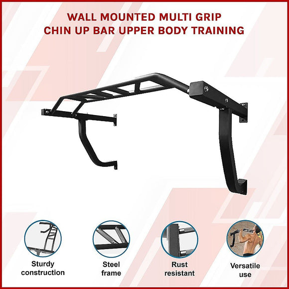 Wall Mounted Multi Grip Chin Up Bar – Heavy Duty Pull Up Station for Upper Body Training - RnR Galore