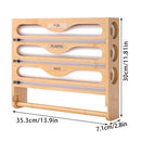 Wall Mounted Plastic Wrap Cutter Bamboo Multi Cell Kitchen Storage Box Organizer - RnR Galore