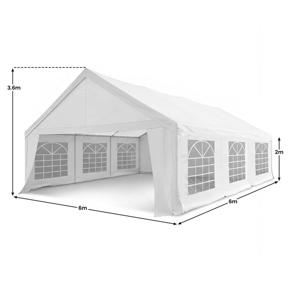 Wallaroo 6x6m Outdoor Event Marquee Gazebo Party Wedding Tent - White - RnR Galore
